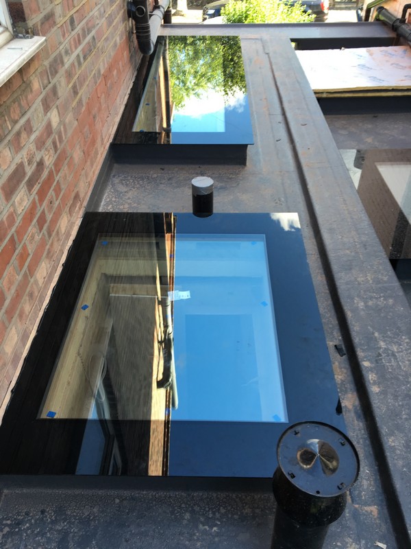 Multiple flat roof skylights on extension in Kentish Town